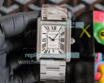 Replica Cartier Tank Stainless Steel White Dial Diamond Bezel Watch 32MM